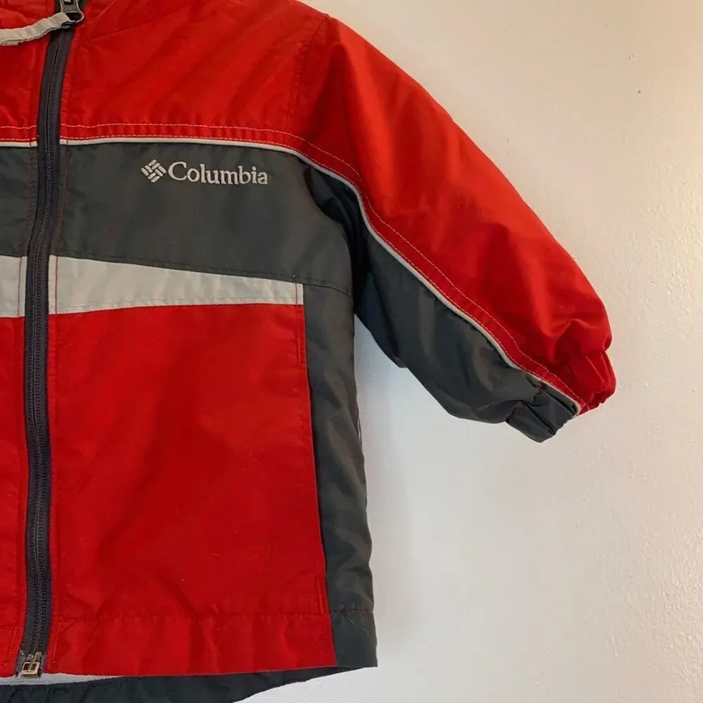COLUMBIA Boy’s Red/Gray Fleece Lined Hooded Zip Up Jacket / Size: 18 Months